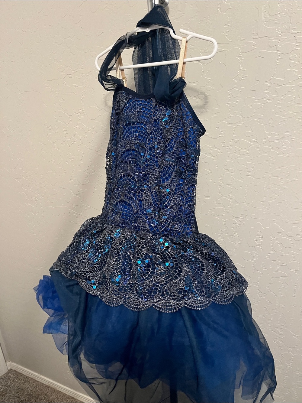 Girls Navy Sequin Tulle Dance Costume Dress